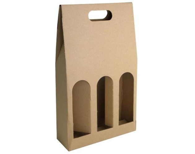 Karton na 3 láhve špice, hnědý bez potisku